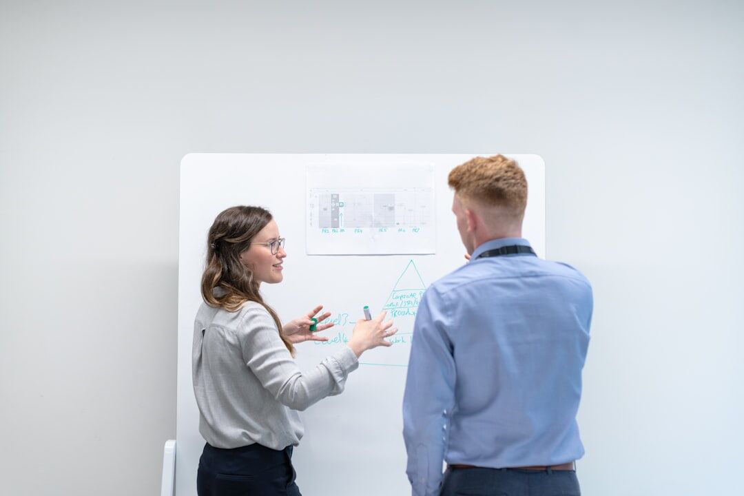 woman leading business presentation