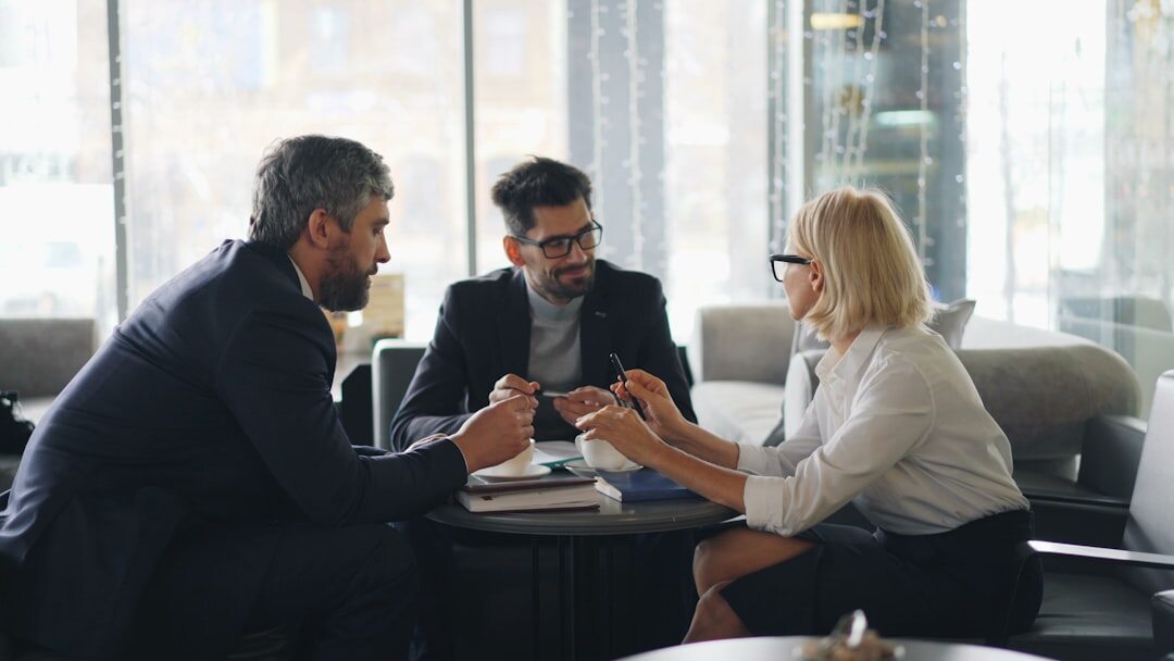 team discussing business strategy